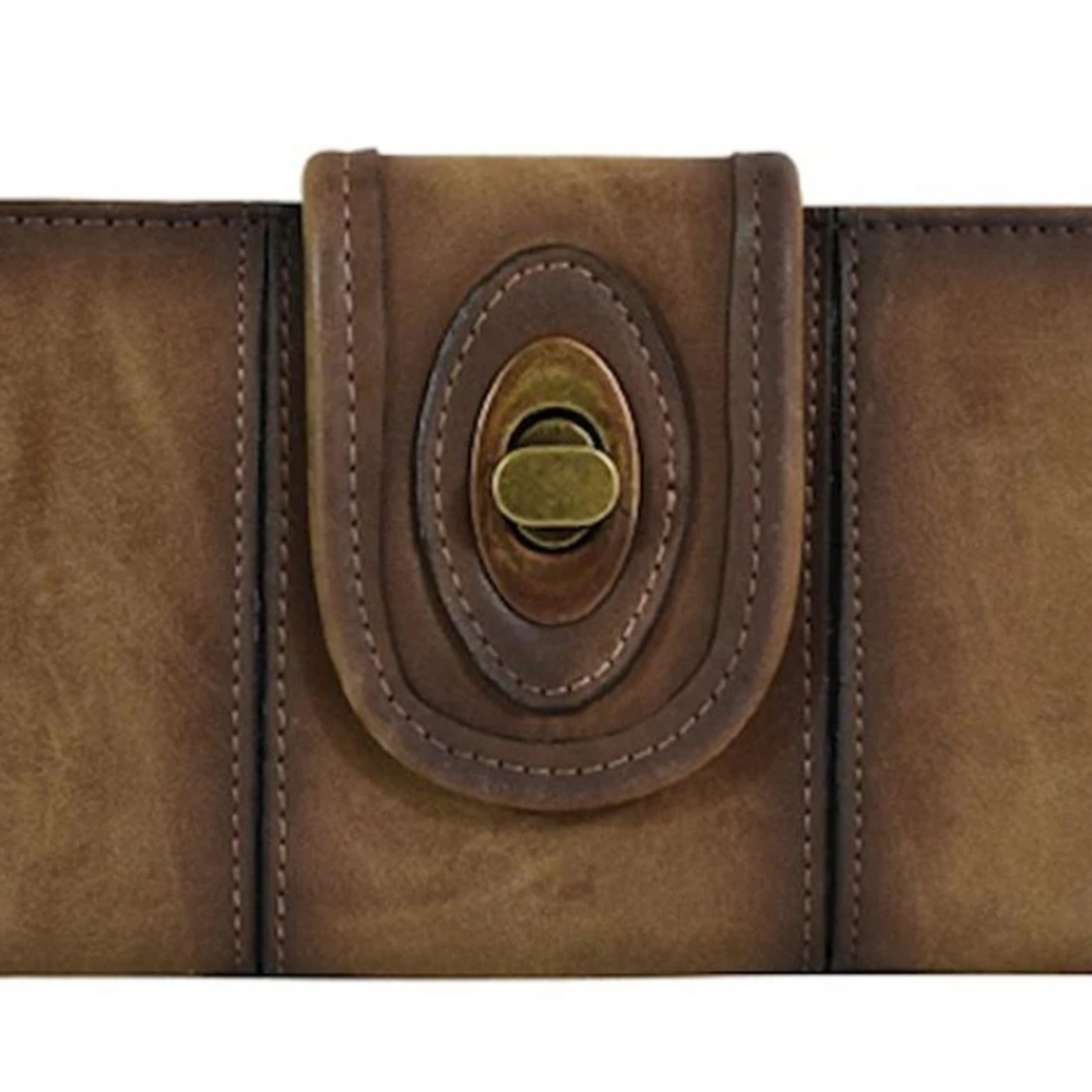 Justin Boots Brown Leather Wallet with Vintage Aesthetic